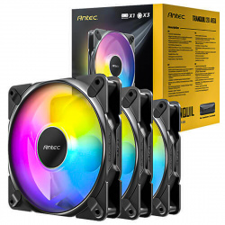 VENTILADOR P/GABINETE ANTEC PAQ 3 FAN ARGB 120MM,CONTROLADOR,2000RPM,NEGRO