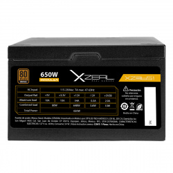 FUENTE DE PODER XZEAL  XZ650M, 650W ATX, 80 PLUS BRONCE, MODULAR, NEGRO