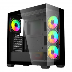 GABINETE XZEAL XZCGB08B YRDEN XZ140, ATX, VIDRIO, 4 VENT RGB, NEGRO