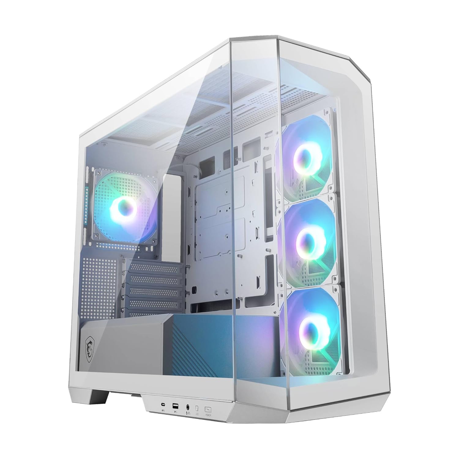 GABINETE MSI MICRO TORRE 4FAN CRISTAL TEMPLADO USBC ARGB MAG PANO M100R PZ WHITE