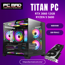 PC GAMER TITAN AMD RYZEN 5 5600/ RTX 3060 12GB /16GB RAM  /SSD 1TB / 650W/ WIFI