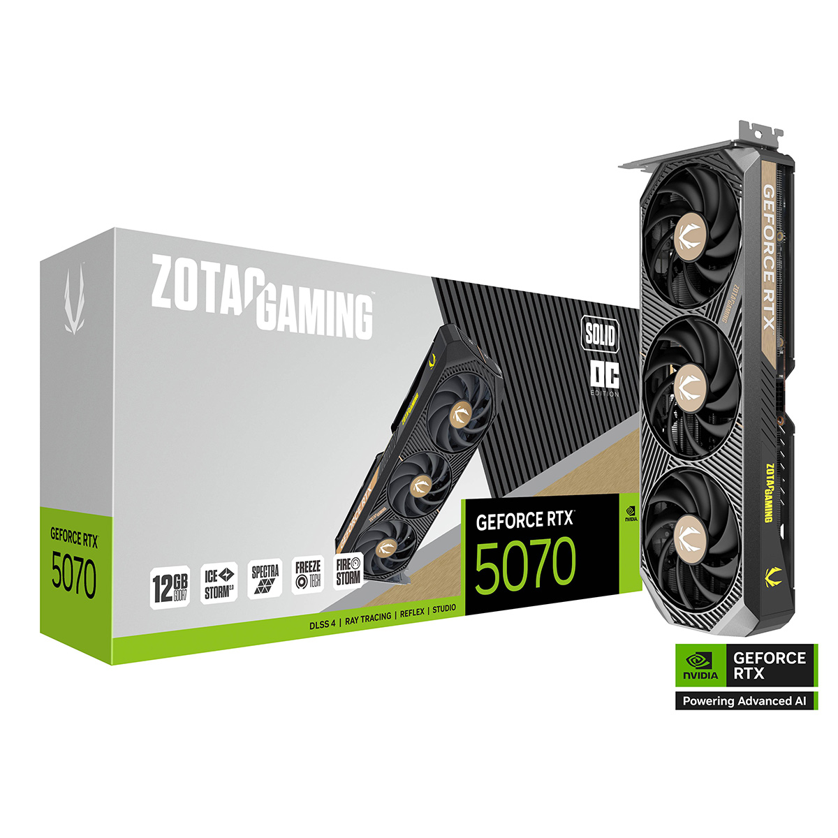 TARJETA DE VIDEO ZOTAC ZT-B50700J-10P RTX 5070 SOLID OC 12GB GDDR7,PCIE 5,3*FAN