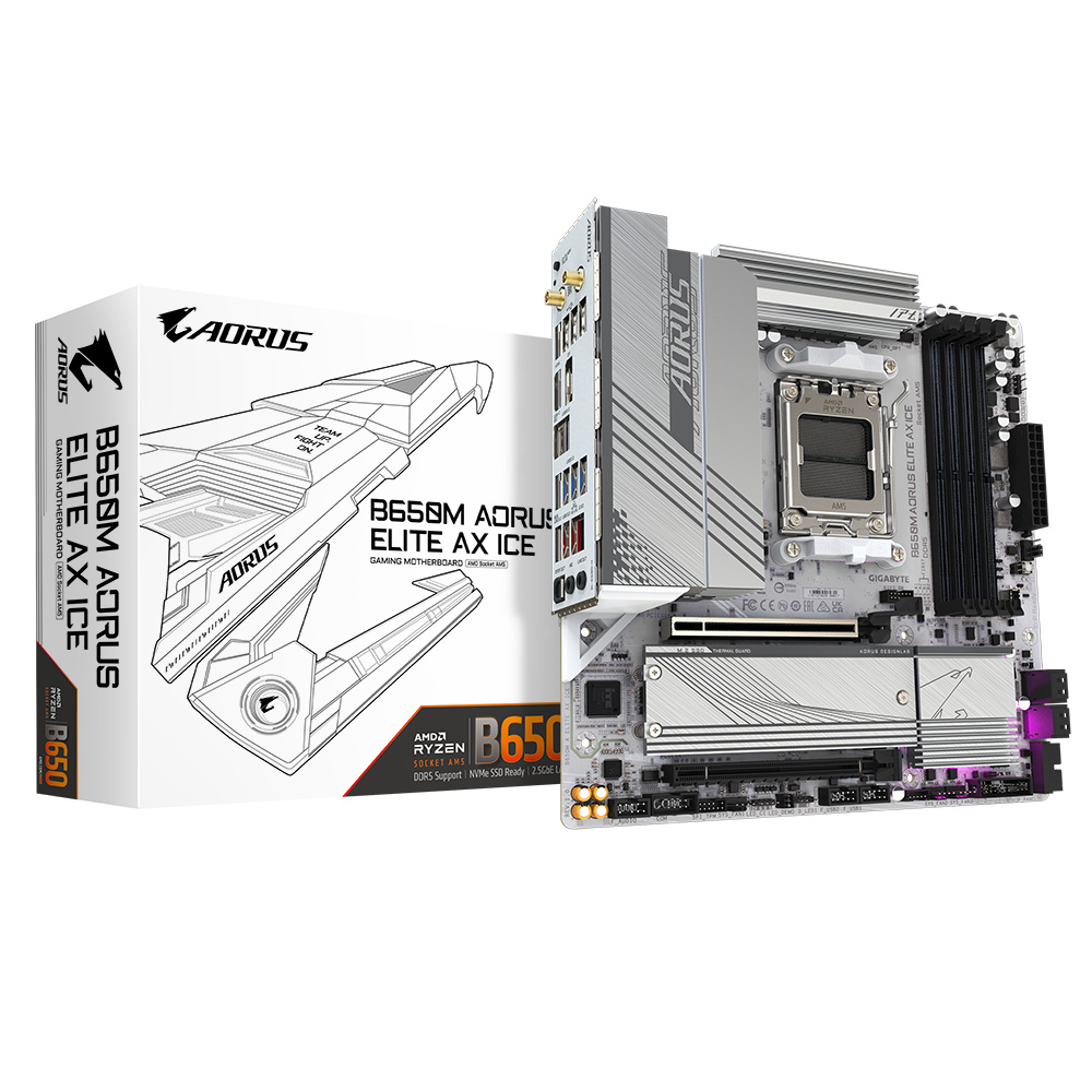 MOTHERBOARD GIGABYTE B650M A ELITE AX ICE AM5, HDMI, DP,MICRO ATX, WIFI6/BT