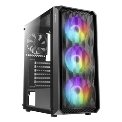 GABINETE ANTEC NX292 MEDIA TORRE, VENTANA CRISTAL, 4X VENT. 120MM, NEGRO