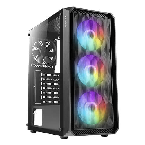 GABINETE ANTEC NX292 MEDIA TORRE, VENTANA CRISTAL, 4X VENT. 120MM, NEGRO